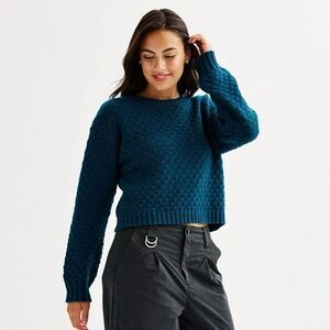 Juniors' SO Sweater Size S Navy Blue Crewneck Drop-Shoulder Pullover NWT